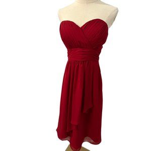 Bill Levkoff strapless chiffon red dress size 4